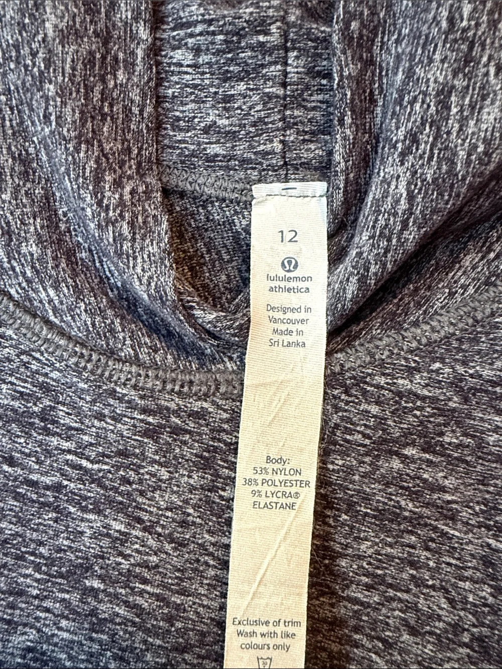 Lululemon Warm Your Core Long Sleeve Tee, Heathered Black, Size 12